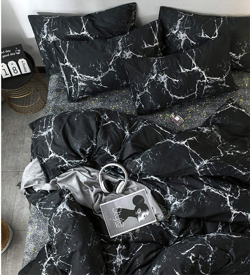 CLOTHKNOW Black Marble King Size Comforter Set Black White Bedding Comforter Sets All Season Black Comforter Abstract Comforter with 2 x Pillow Cases - Image 3